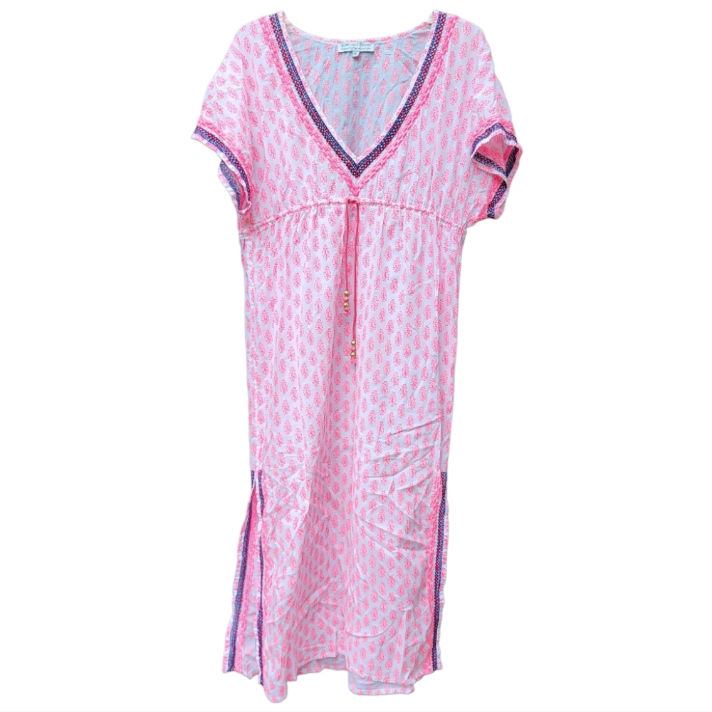 Kiwi St. Tropez Casual Pink Relaxed Maxi Dress w/ V-Neck Raglan Sleeves - Size S